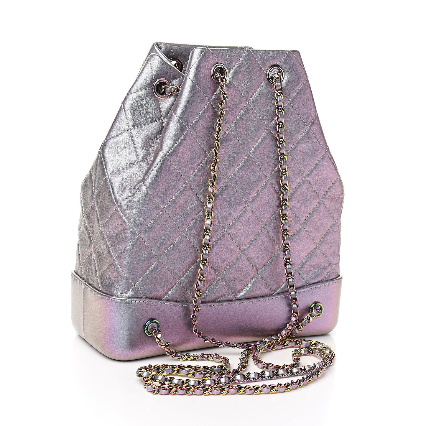 Iridescent Lambskin Calfskin Quilted Gabrielle Backpack Light Purple