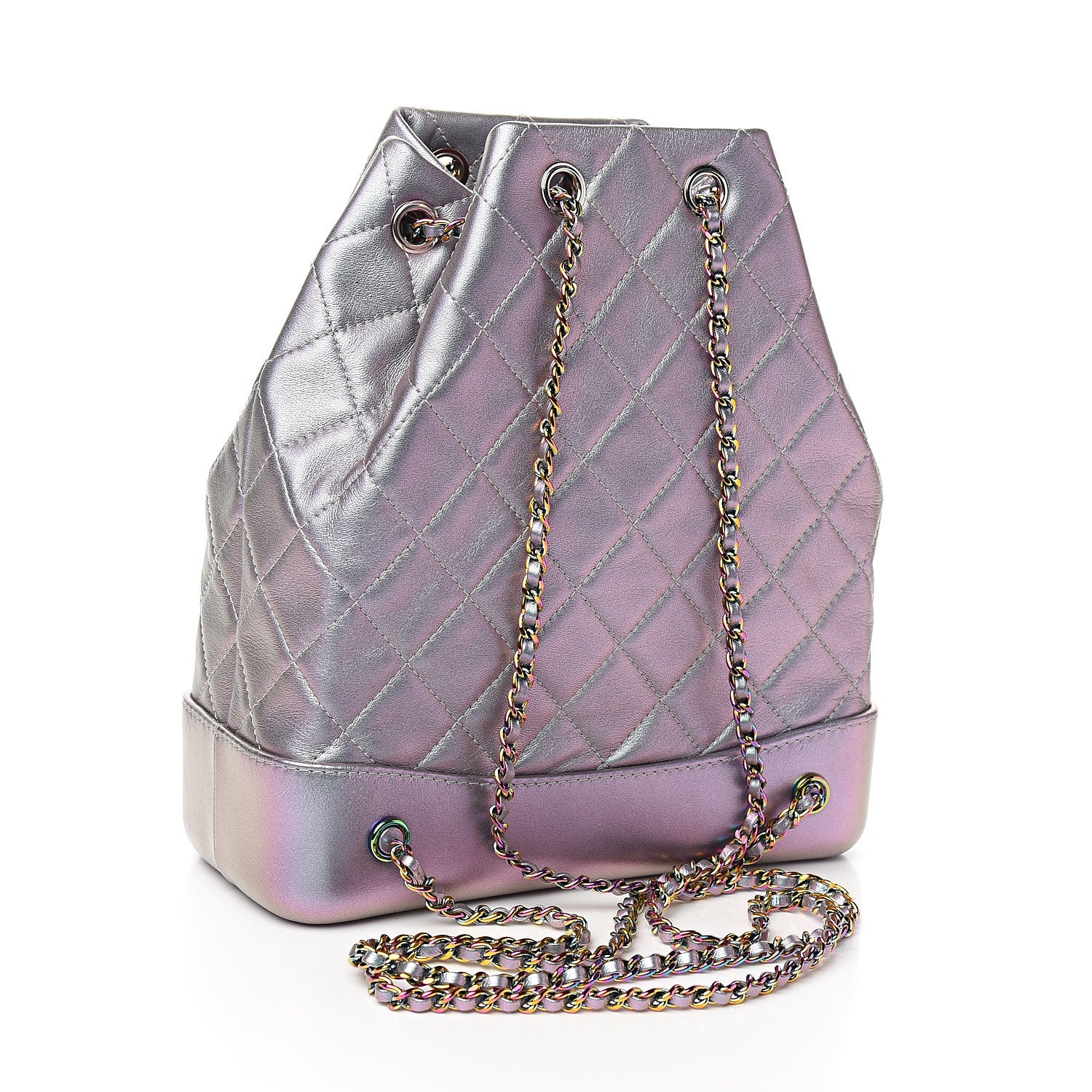 Chanel Iridescent Lambskin Calfskin Quilted Gabrielle Backpack Light Purple 2 of 9