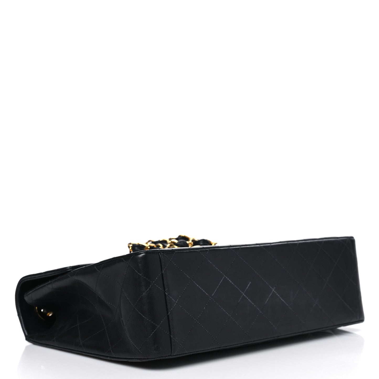 Lambskin Quilted XL Jumbo Single Flap Black