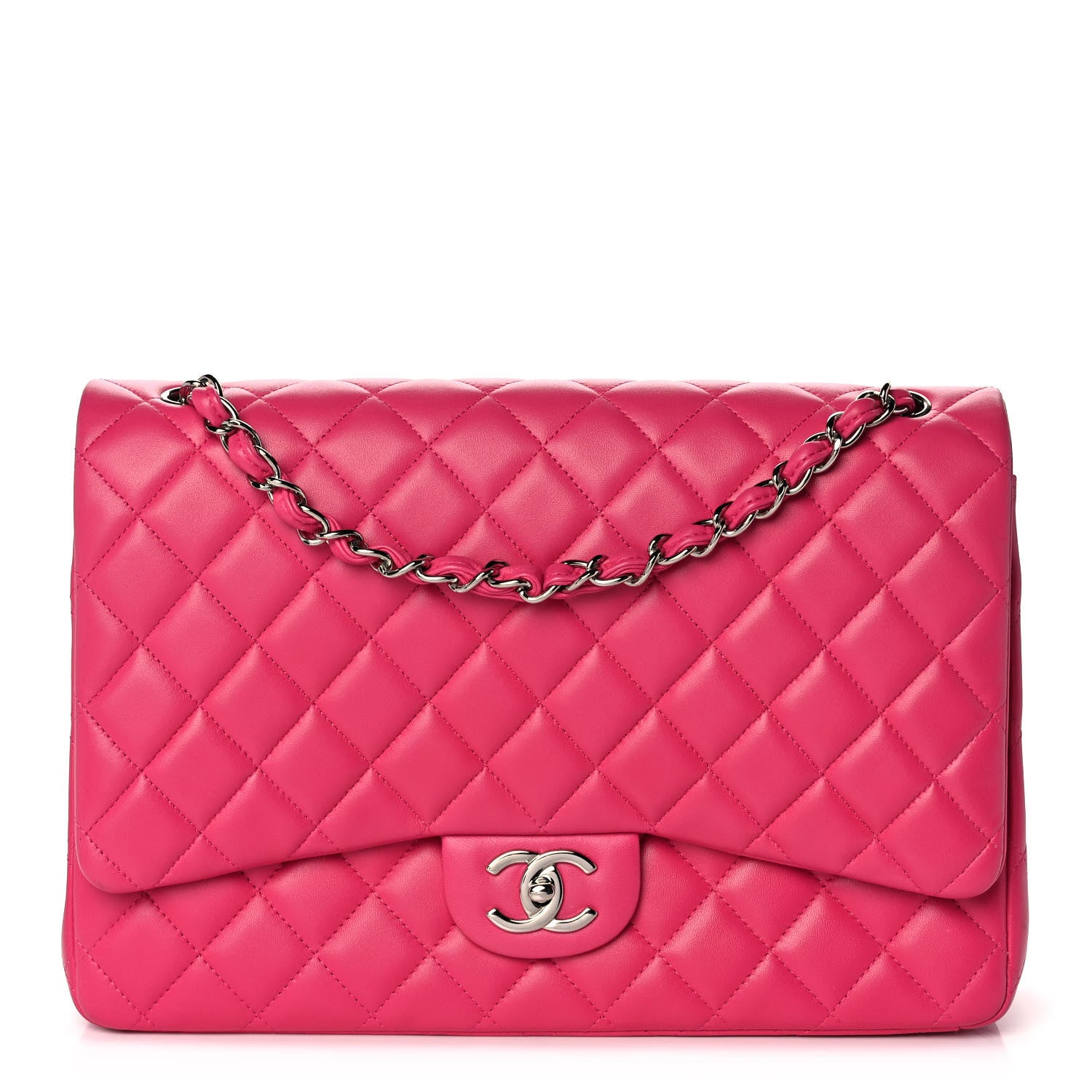 Chanel Lambskin Quilted Maxi Double Flap Dark Pink 1 of 10