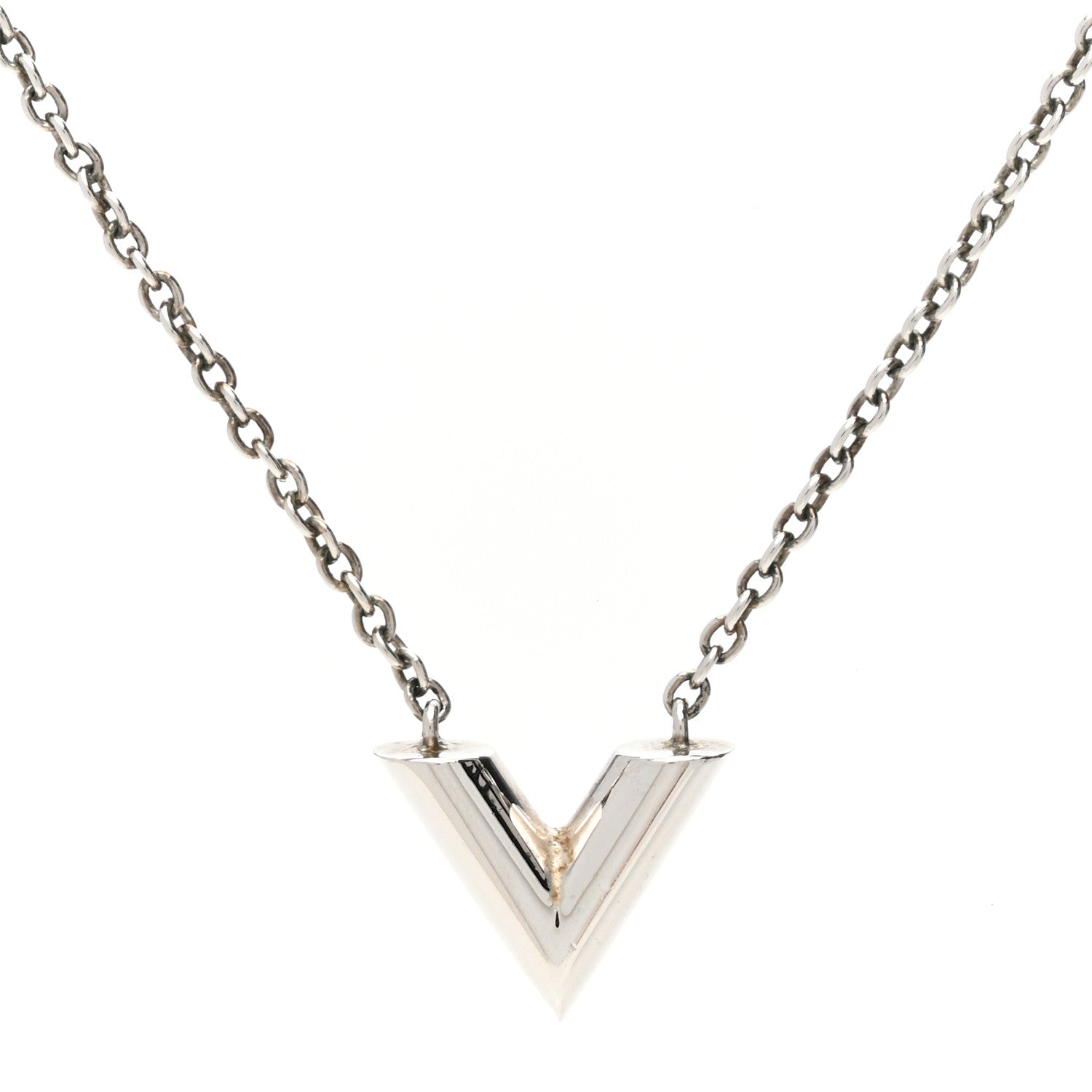 Louis Vuitton Metal Essential V Supple Necklace Silver 1 of 7
