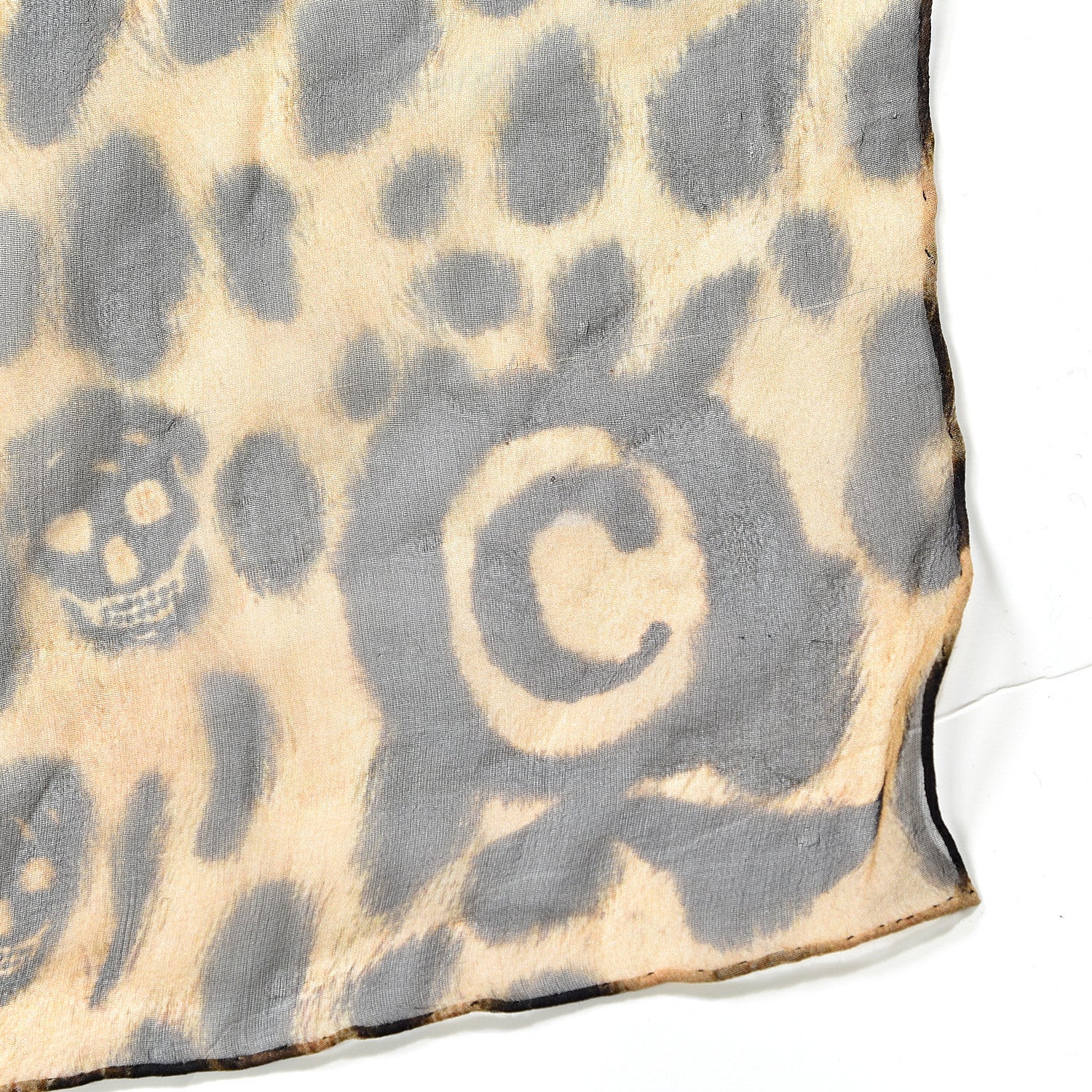 Alexander McQueen Silk Chiffon Leopard Skull Scarf Brown 3 of 4