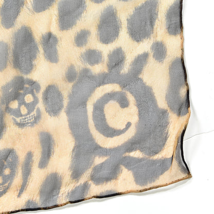 Alexander McQueen Silk Chiffon Leopard Skull Scarf Brown 3 of 4