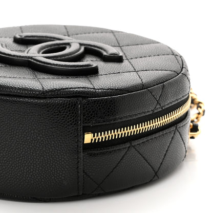 Chanel Caviar Quilted Small Round Vanity With Chain Black 10 of 11