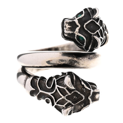 Gucci Tiger Head Swarovski Crystals Ring 54 7 Silver Green 1 of 5