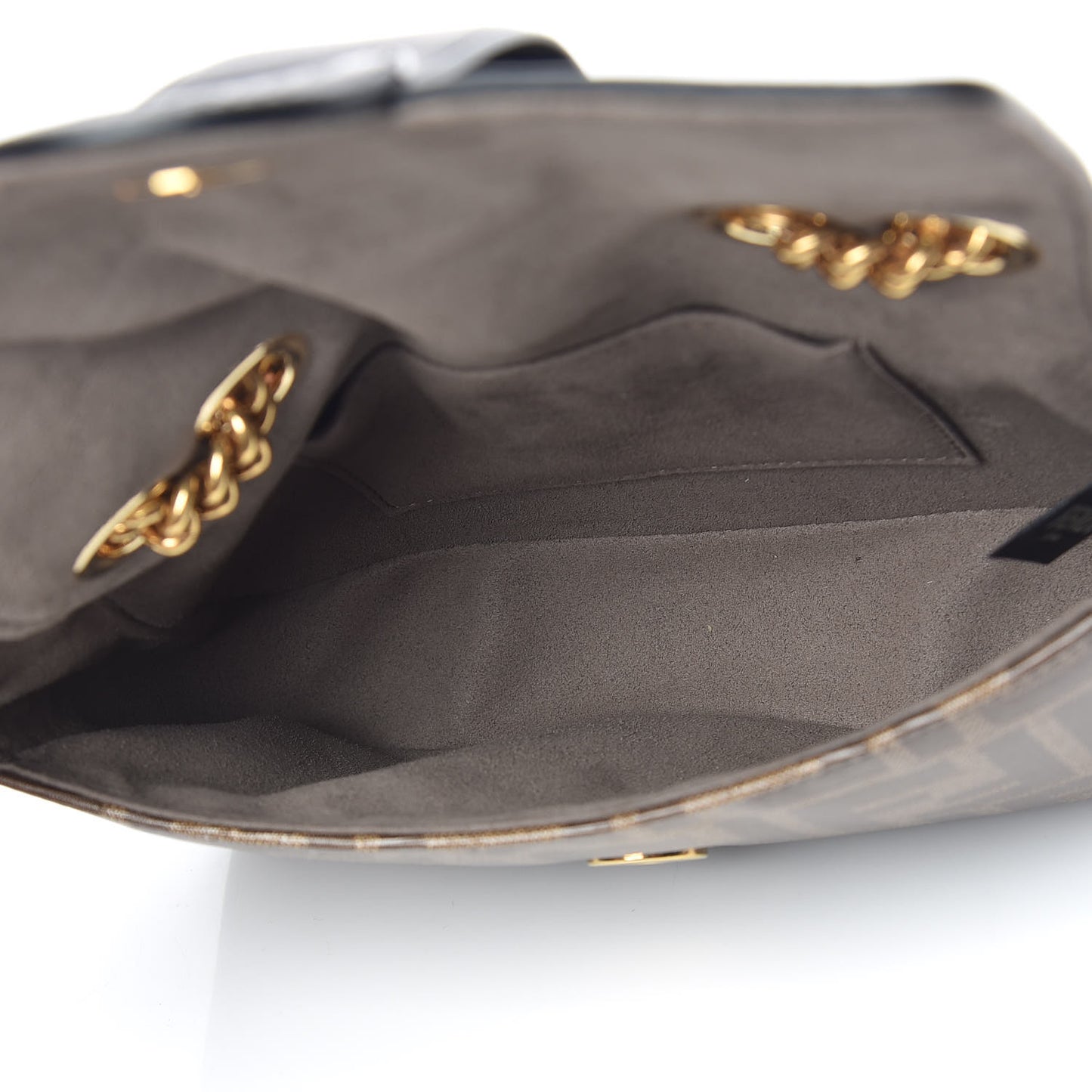 Glazed Fabric Vitello Century FF 1974 Stamp Patch Mini Double F Crossbody Bag Mogano Panna Black
