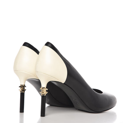 Chanel Lambskin CC Pumps 39 Black Ivory 4 of 9