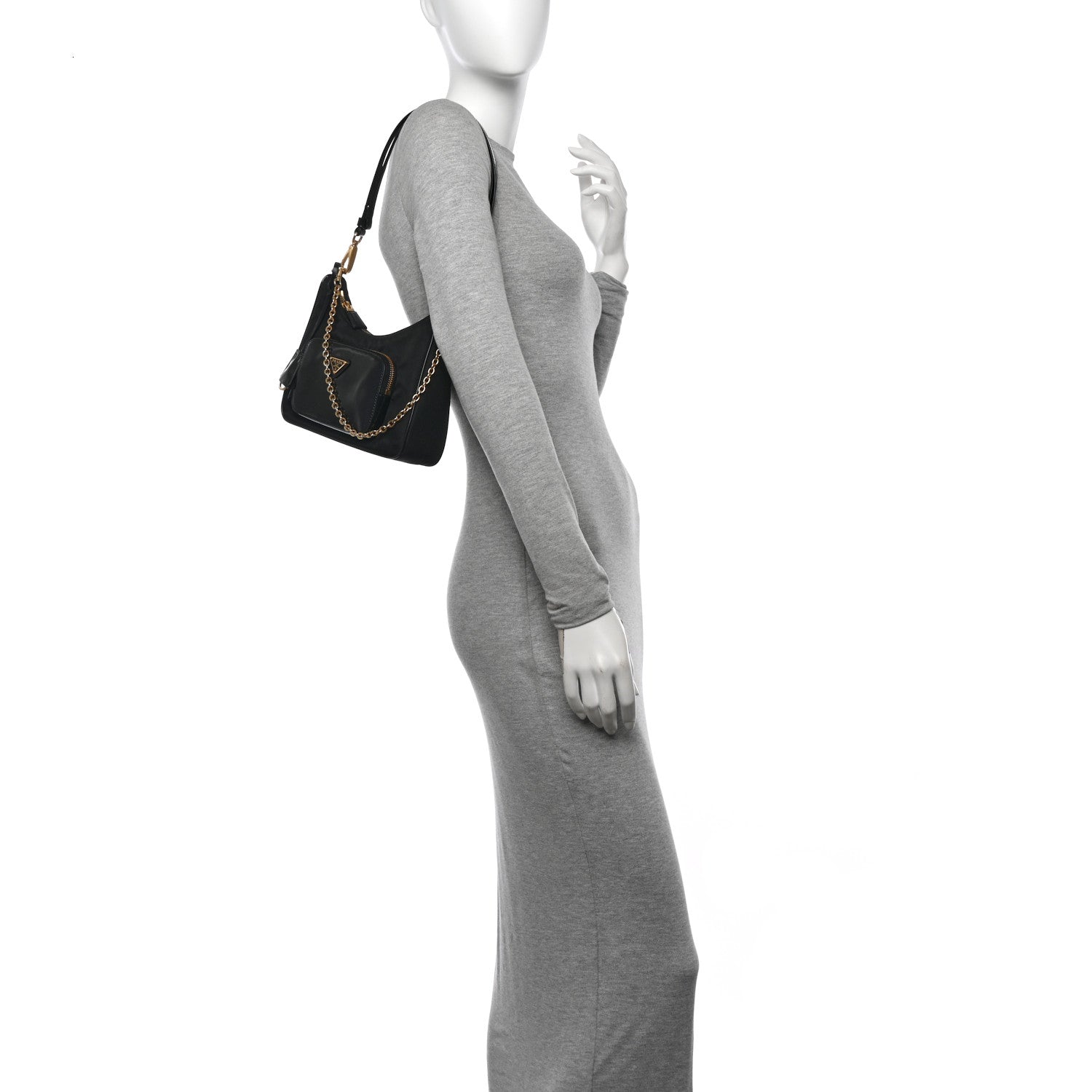 Prada Re-Nylon Spazzolato Mini Pouch Pocket Shoulder Bag Black 2 of 10