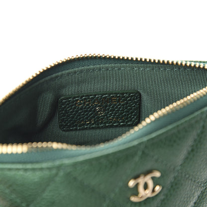 Chanel Metallic Caviar Quilted Small Cosmetic Case Green 6 of 7
