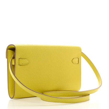 Hermes Chevre Mysore Kelly Wallet To Go Lime 2 of 12