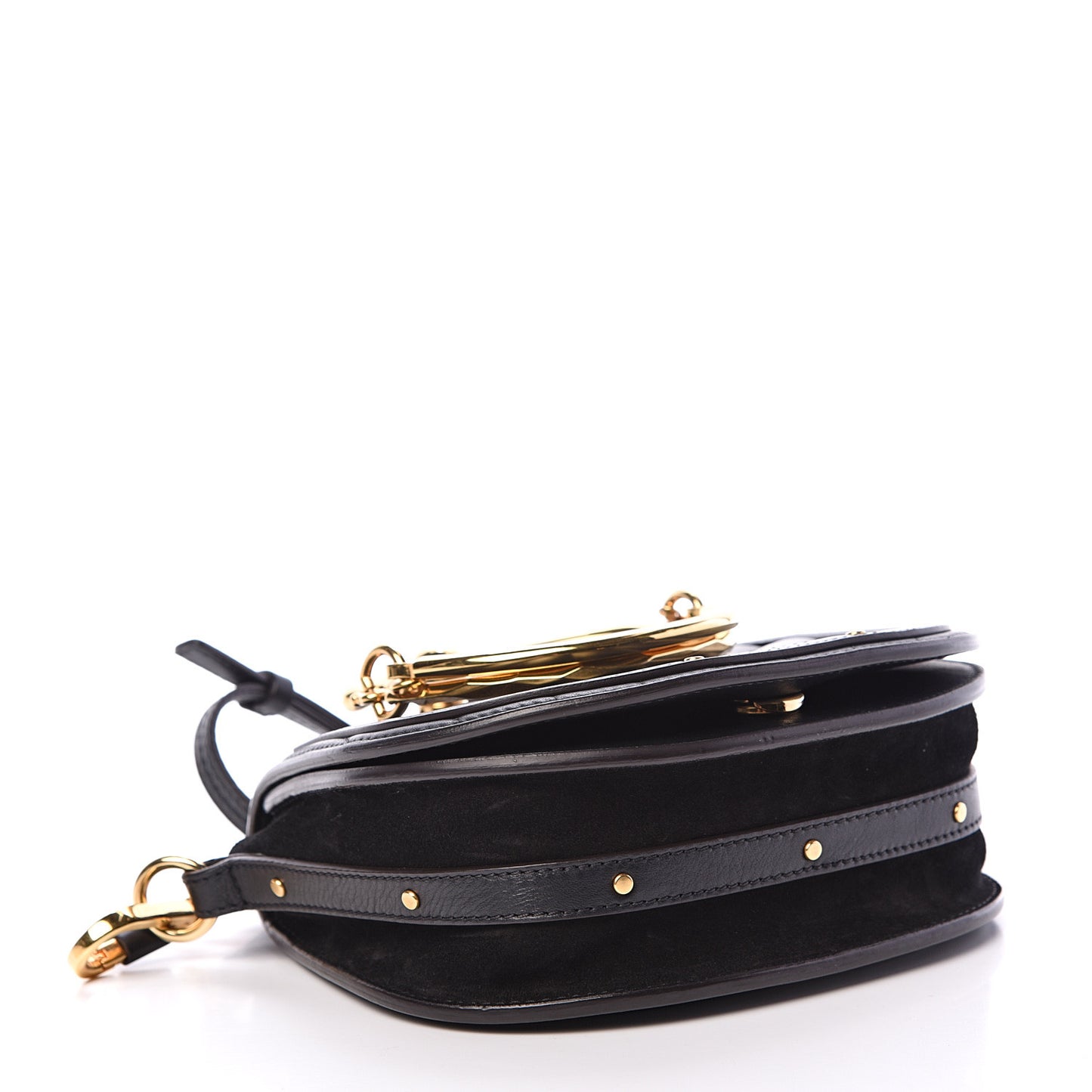 Calfskin Suede Quilted Small Nile Bracelet Bag Black