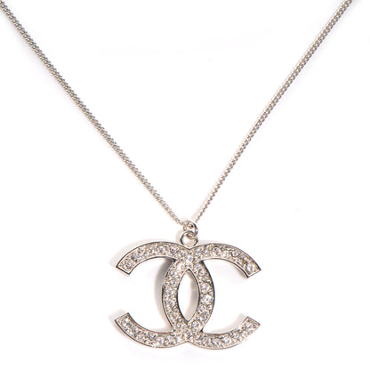 Chanel Crystal CC Long Necklace Silver 1 of 5