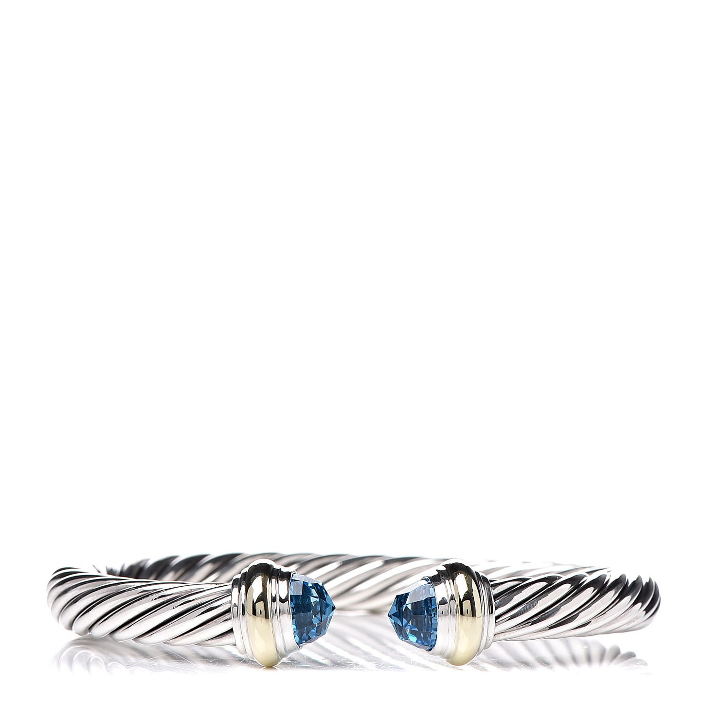 Sterling Silver 14K Yellow Gold Blue Topaz 7mm Cable Classics Bracelet