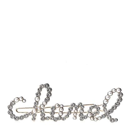 Chanel Metal Glass Swirling Pearls Hair Clip Gold 1 of 4