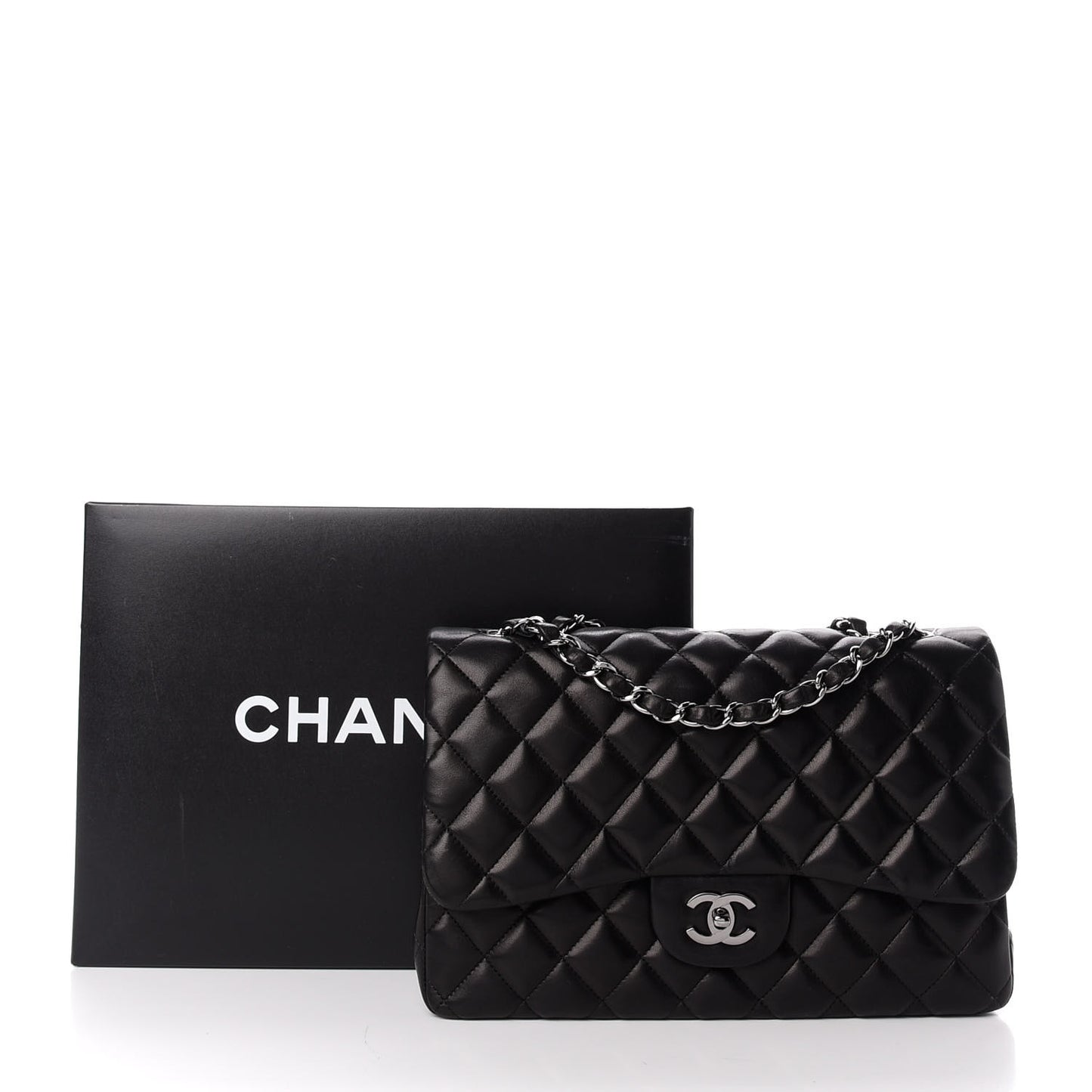 Lambskin Quilted Jumbo Single Flap Black