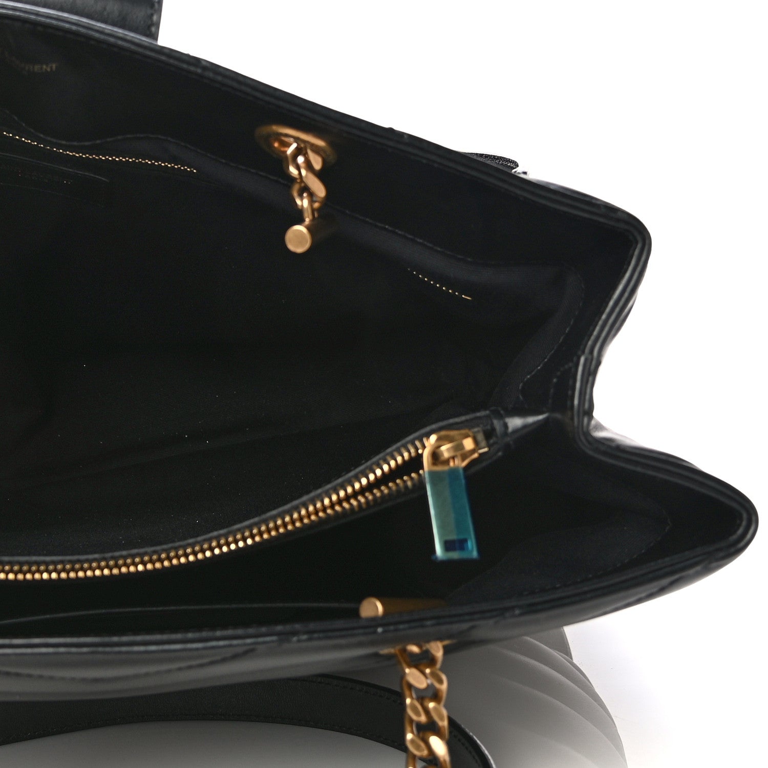 Saint Laurent Calfskin Y Quilted Monogram Large Loulou Shopper Black 5 of 9