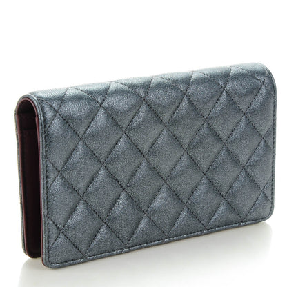 Chanel Metallic Calfskin Quilted Yen Wallet Charcoal 3 of 8