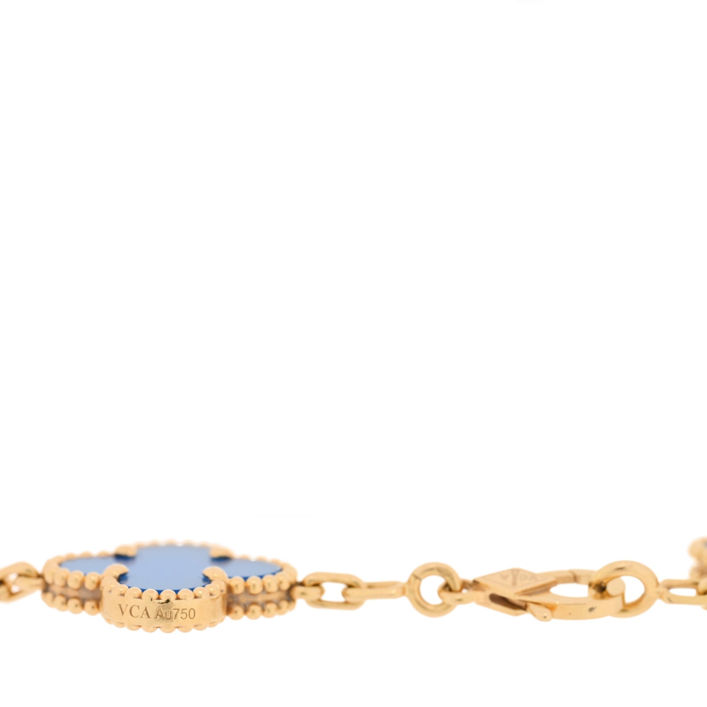 18K Yellow Gold Blue Agate 5 Motifs Vintage Alhambra Bracelet