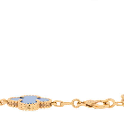 Van Cleef & Arpels 18K Yellow Gold Blue Agate 5 Motifs Vintage Alhambra Bracelet 3 of 4