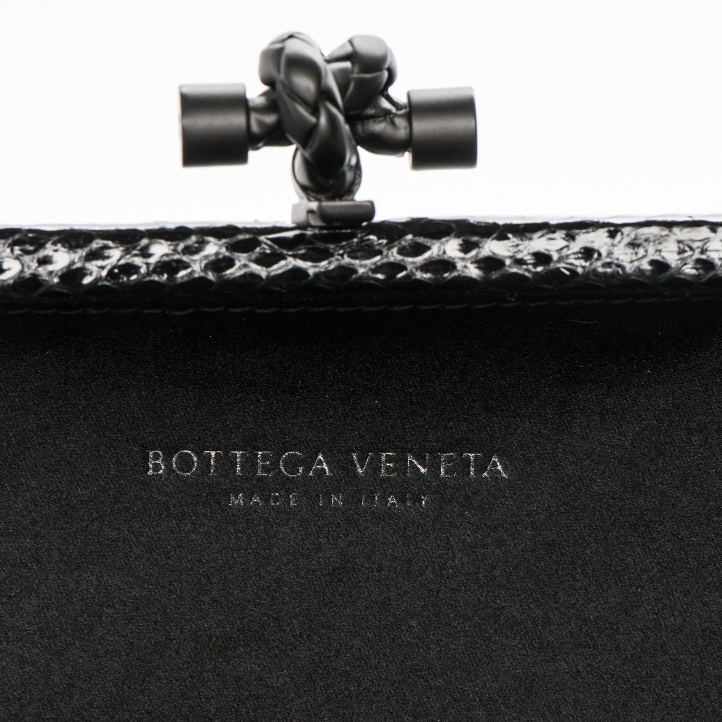 Satin Intreccio Impero Ayers Knot Clutch Black