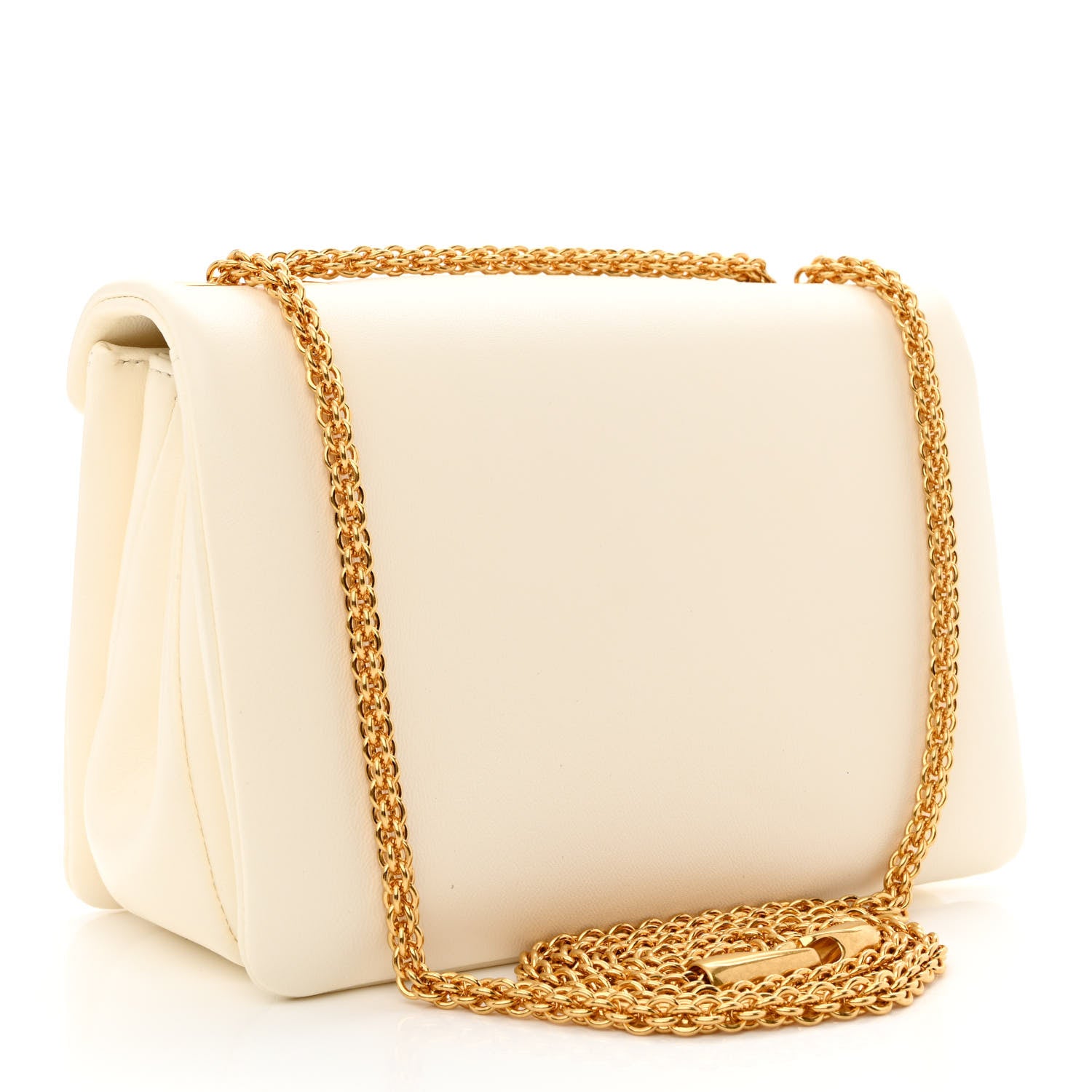 Valentino Garavani Nappa One Stud Chain Clutch Ivory 3 of 10