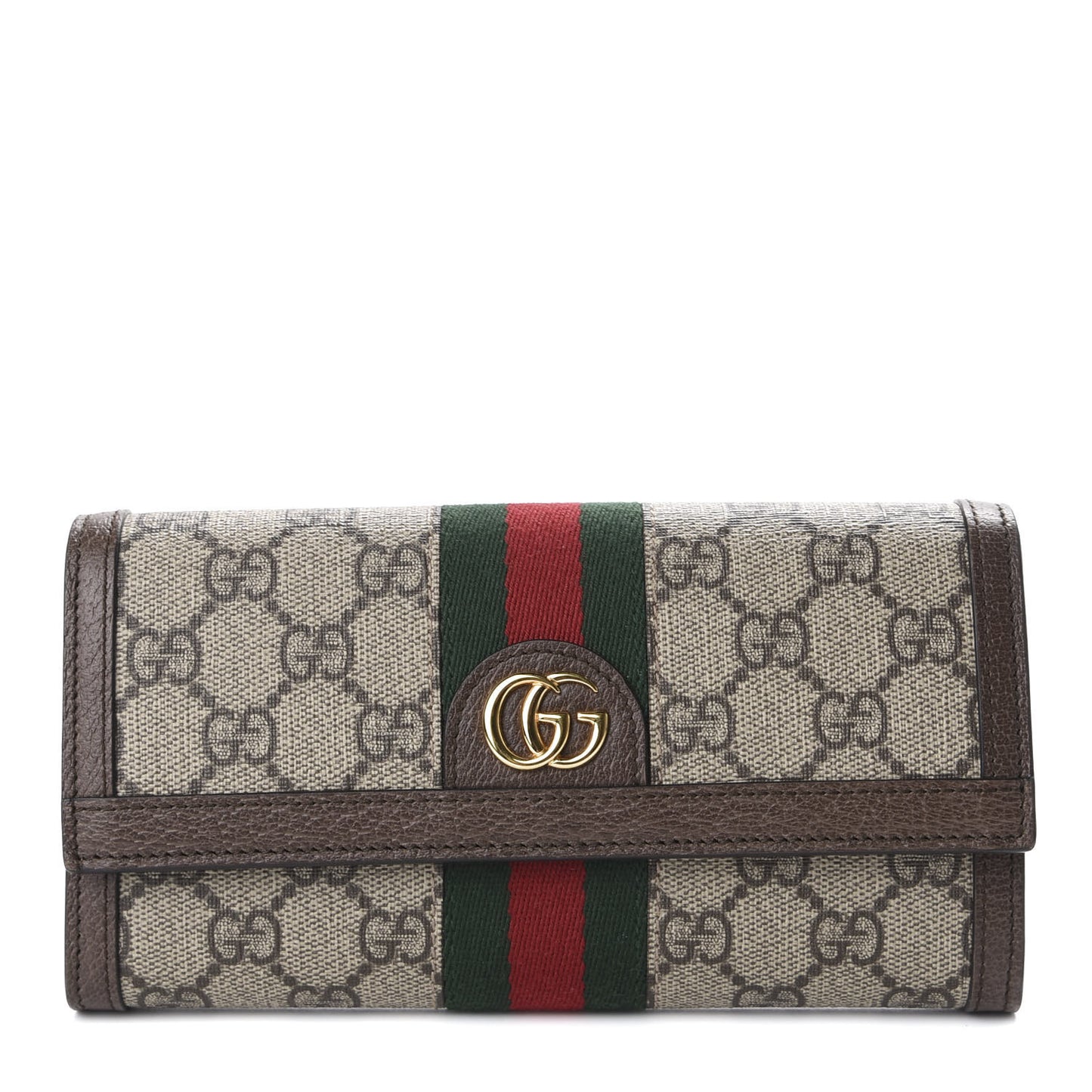 GG Supreme Monogram Web Ophidia Continental Wallet Brown