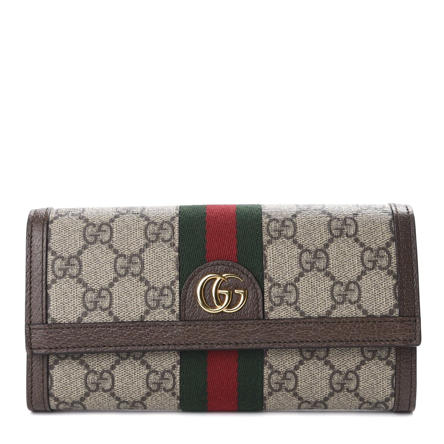 Gucci GG Supreme Monogram Web Ophidia Continental Wallet Brown 1 of 9