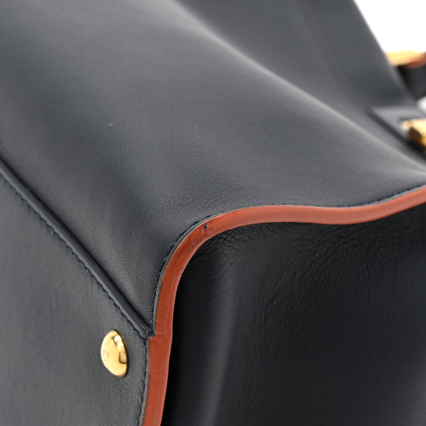 Vitello Seta Burro Medium Peekaboo Iconic Satchel Blue Notte Plaster