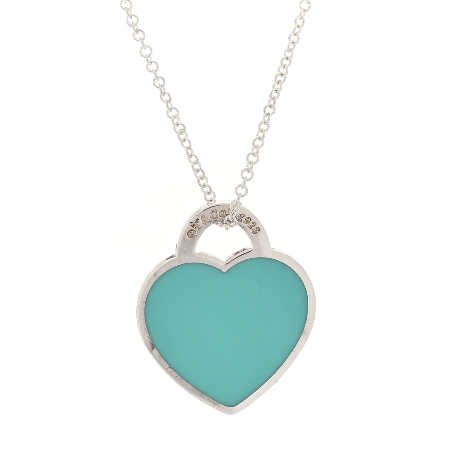 Sterling Silver Enamel Small Return to Tiffany Heart Pendant Necklace Blue