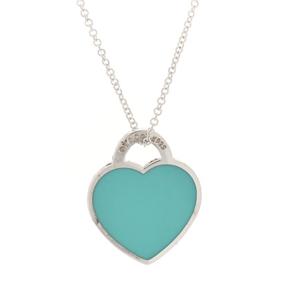 Tiffany Sterling Silver Enamel Small Return to Tiffany Heart Pendant Necklace Blue 4 of 7