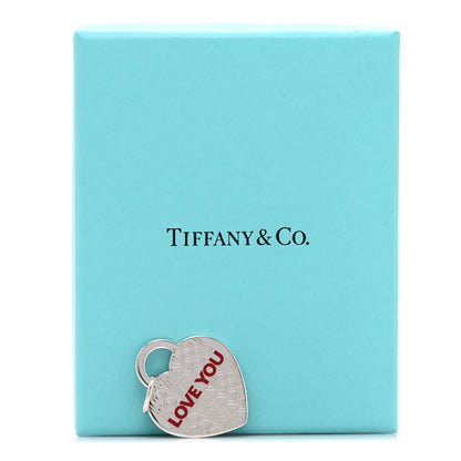 Tiffany Sterling Silver Enamel LOVE YOU Heart Charm Red 4 of 4