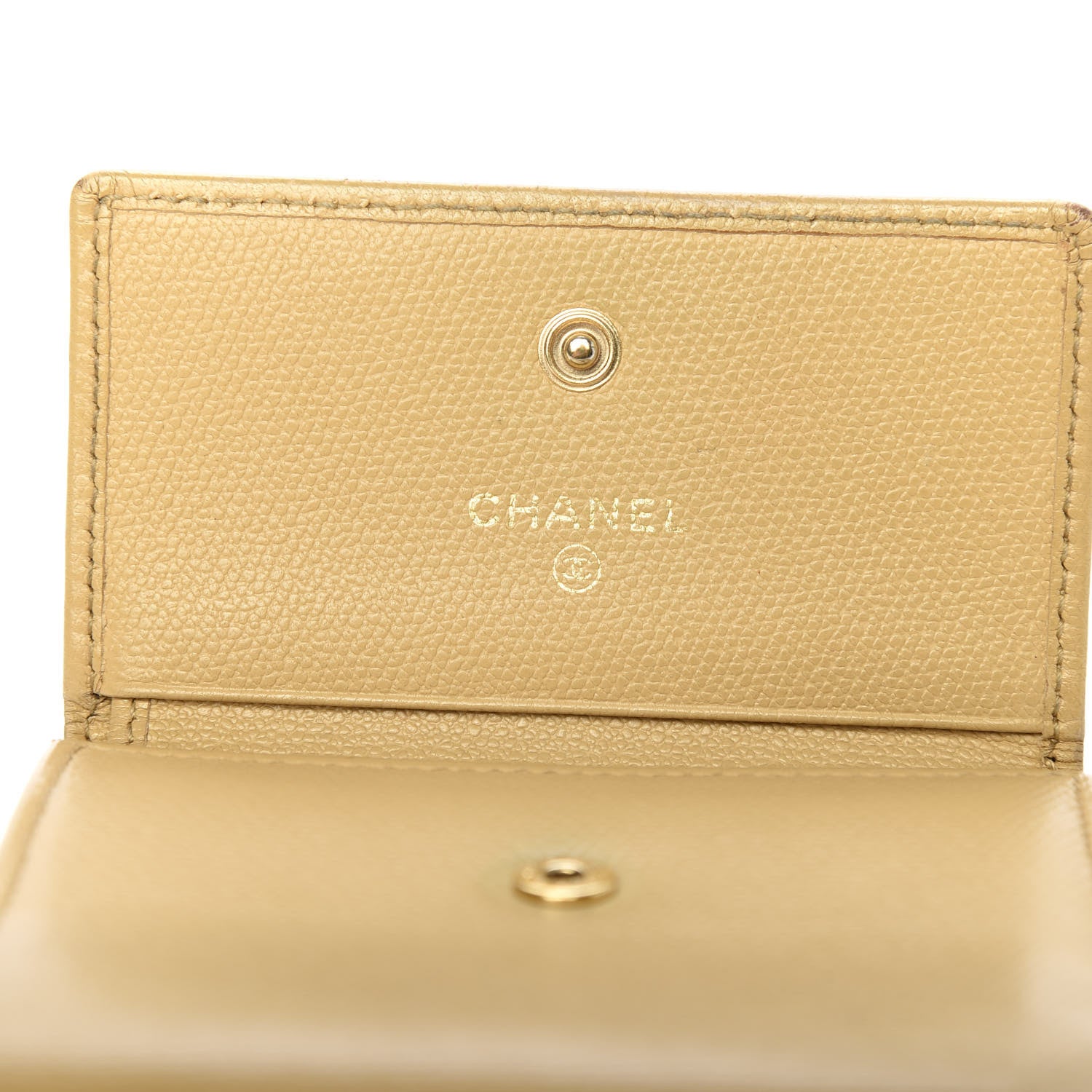 Chanel Grained Calfskin CC Button Compact Wallet Beige 7 of 11