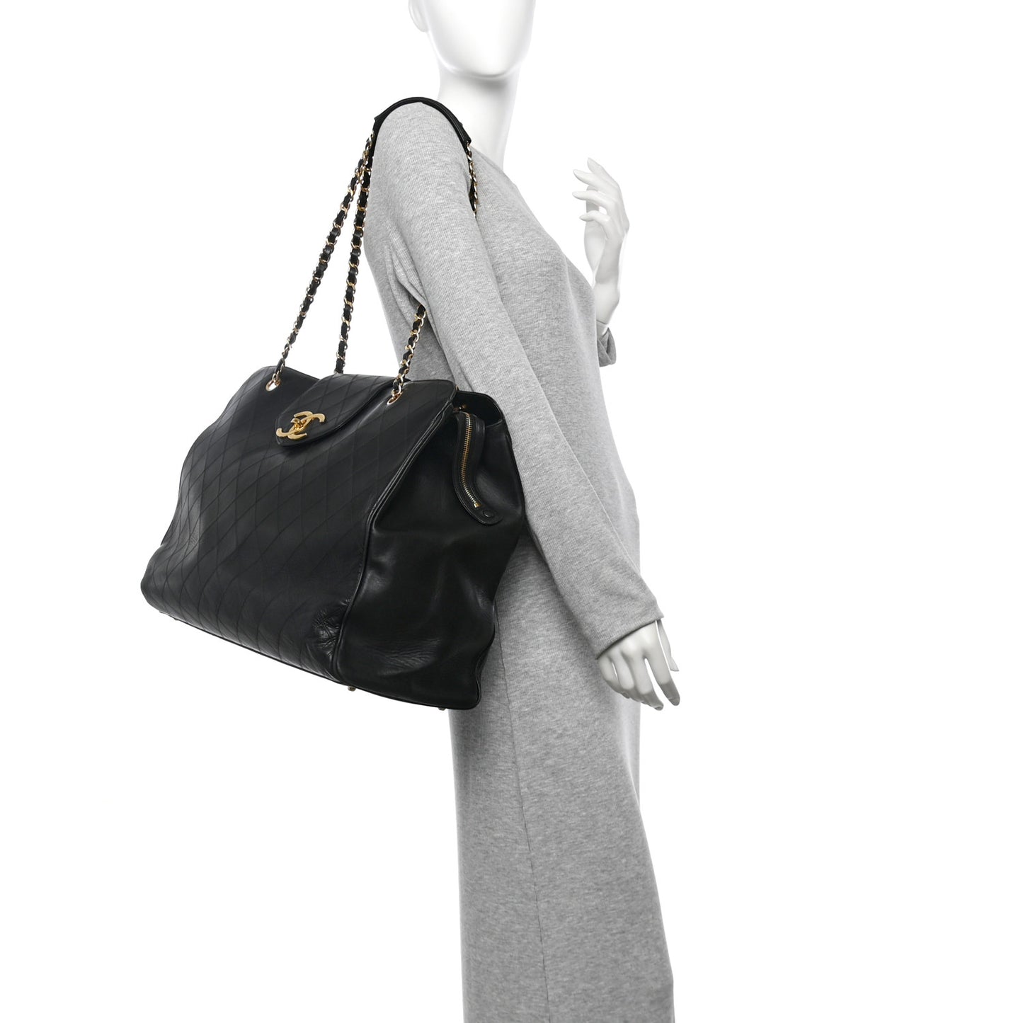 Calfskin Stitched XL Weekender Black