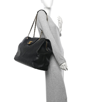 Chanel Calfskin Stitched XL Weekender Black 2 of 10