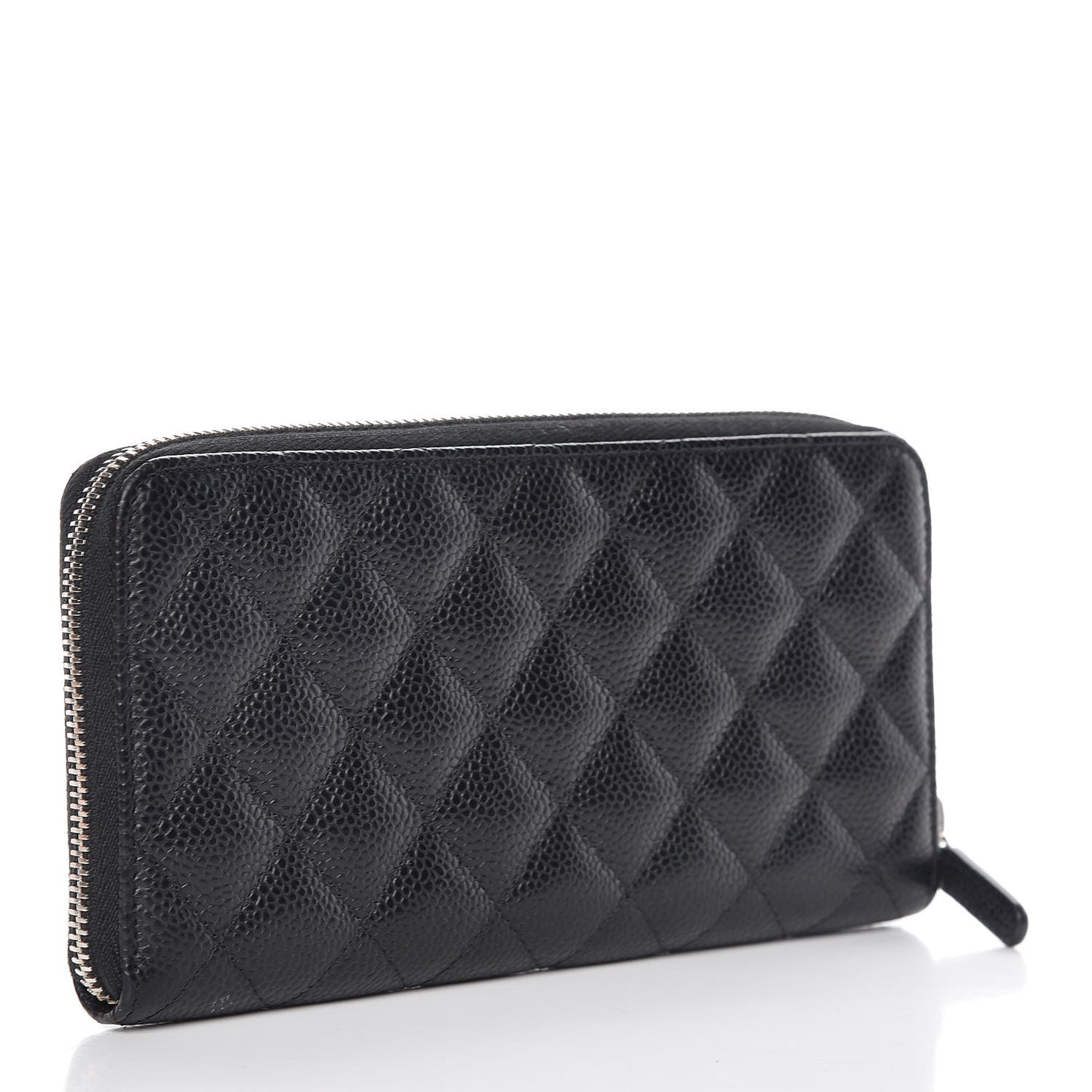 Caviar Quilted Large Gusset Zip Around Wallet Black