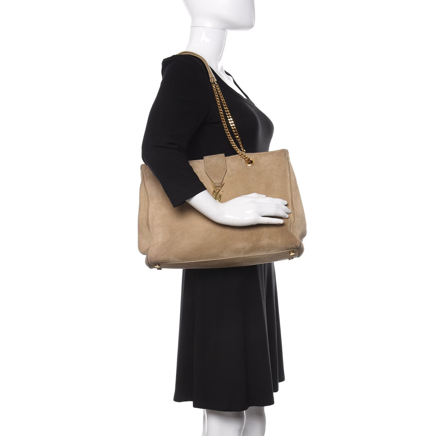 Suede Monogram Cassandre Shopper Beige