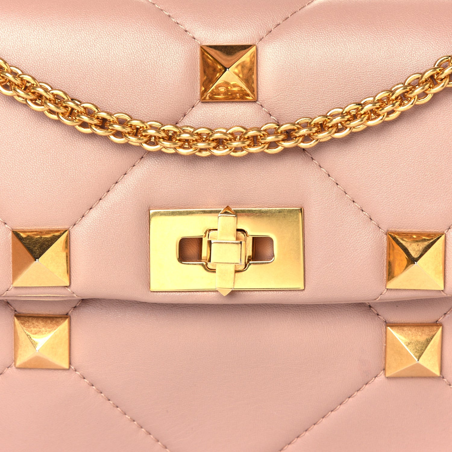 Valentino Garavani Nappa Large Roman Stud Shoulder Bag Rose Cannelle 12 of 14