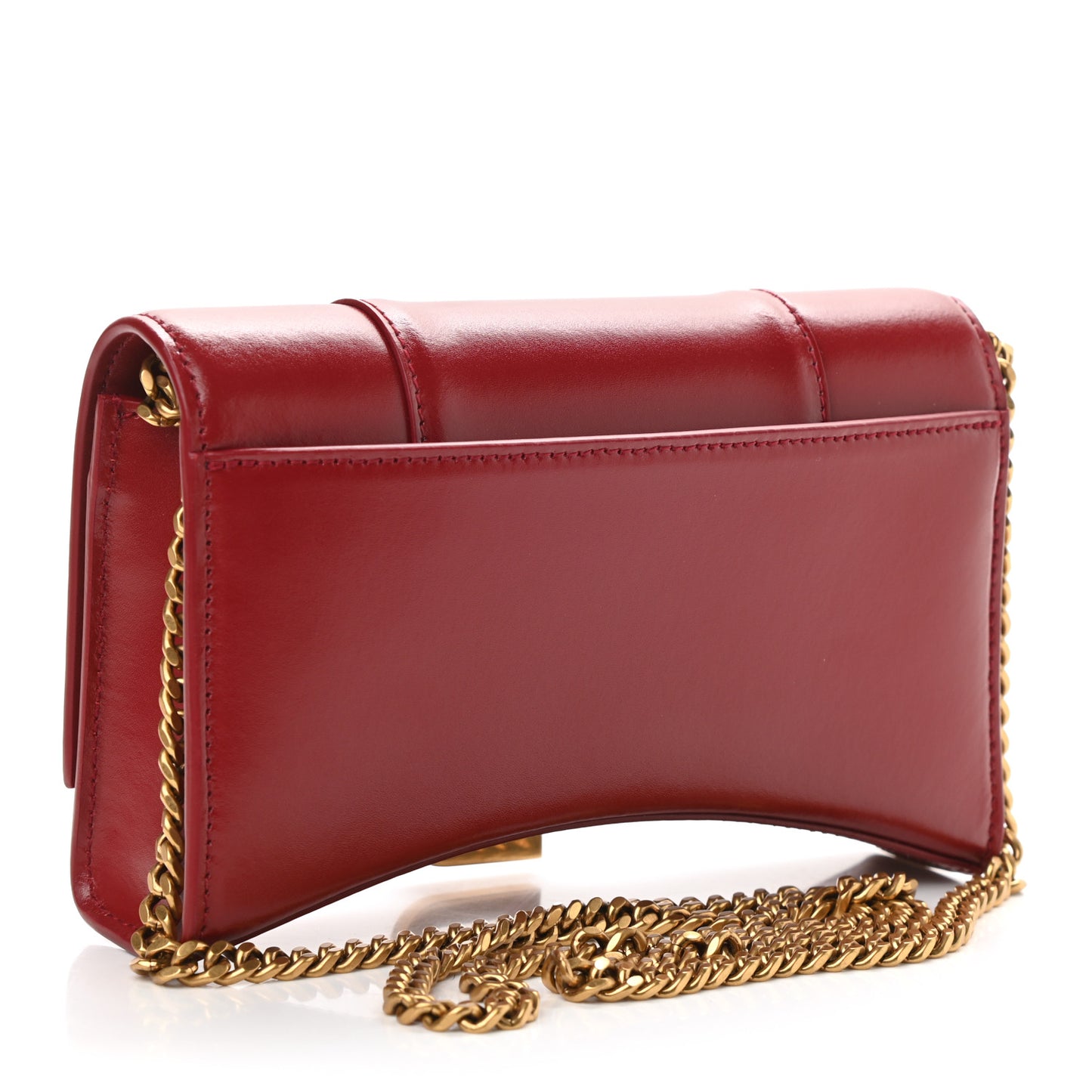 Shiny Box Calfskin Hourglass Chain Bag Bright Red