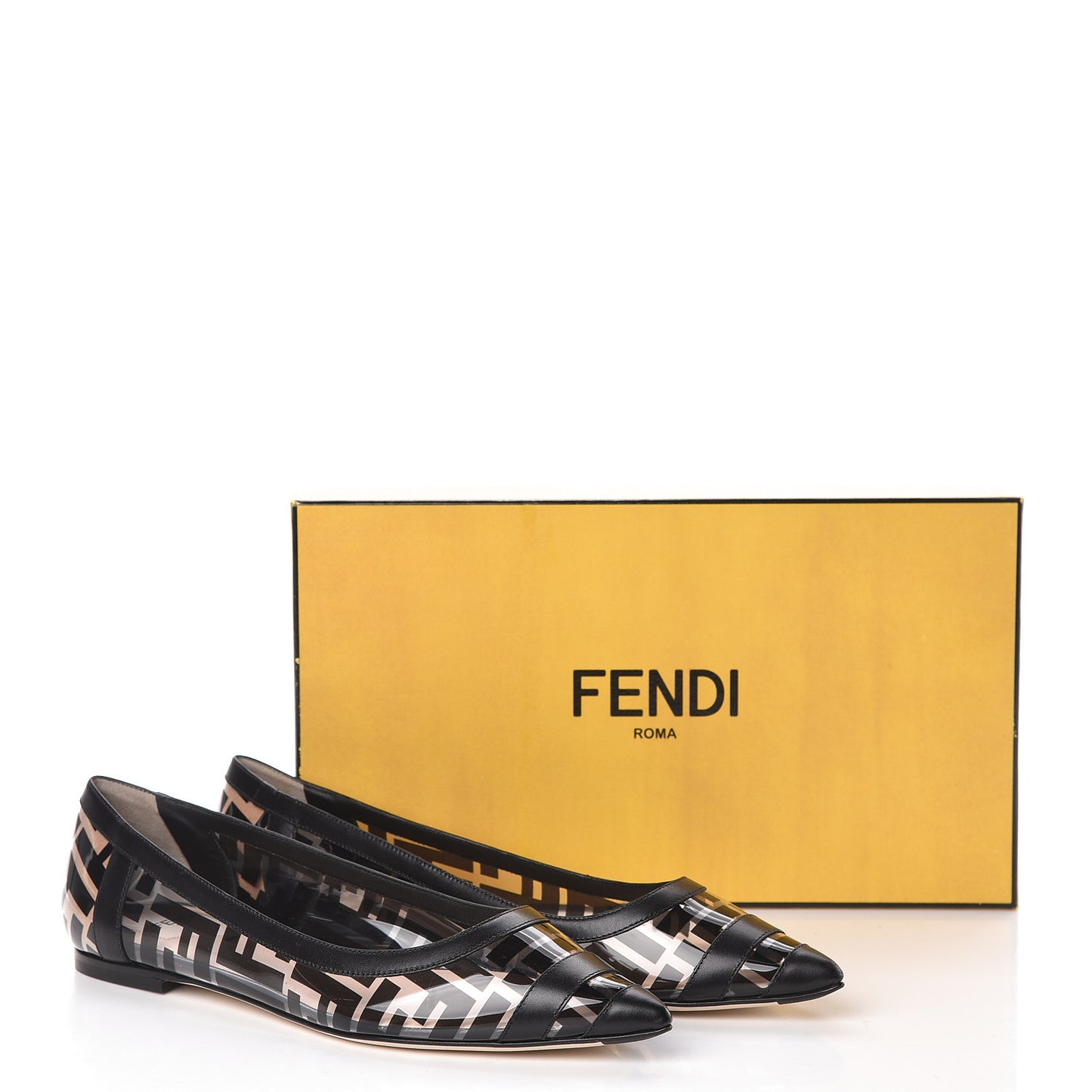 PVC Calfskin FF Colibri Ballerina Flats 39.5 Black