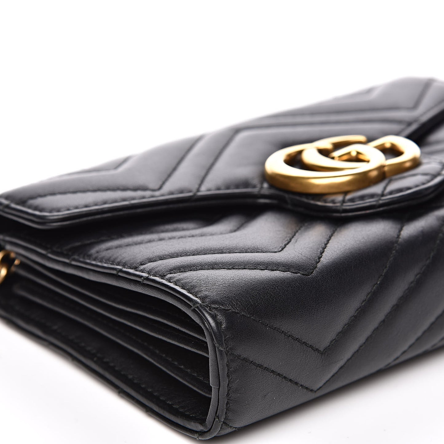 Calfskin Matelasse GG Marmont Chain Wallet Black