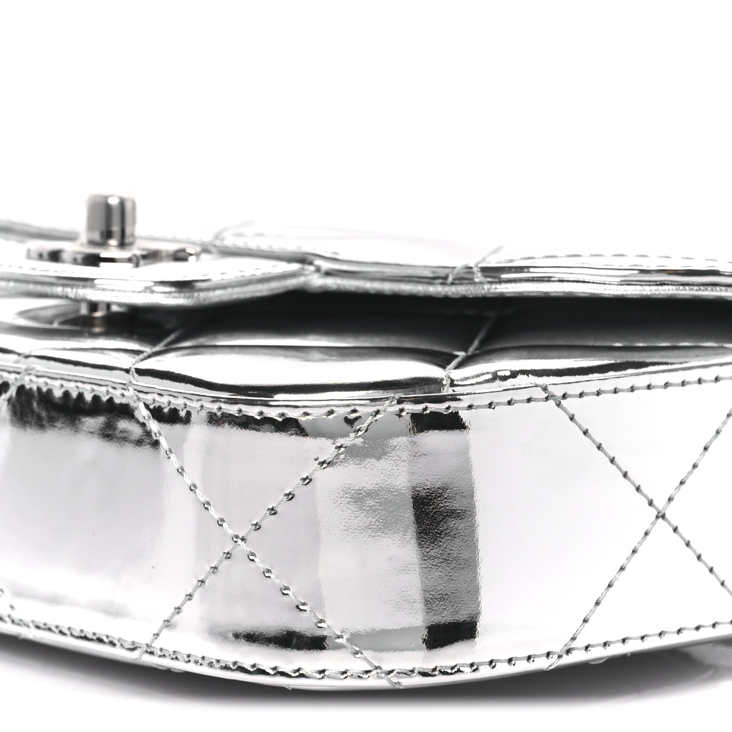 Chanel Mirror Calfskin Small Top Handle Clutch With Chain Silver 11 of 12