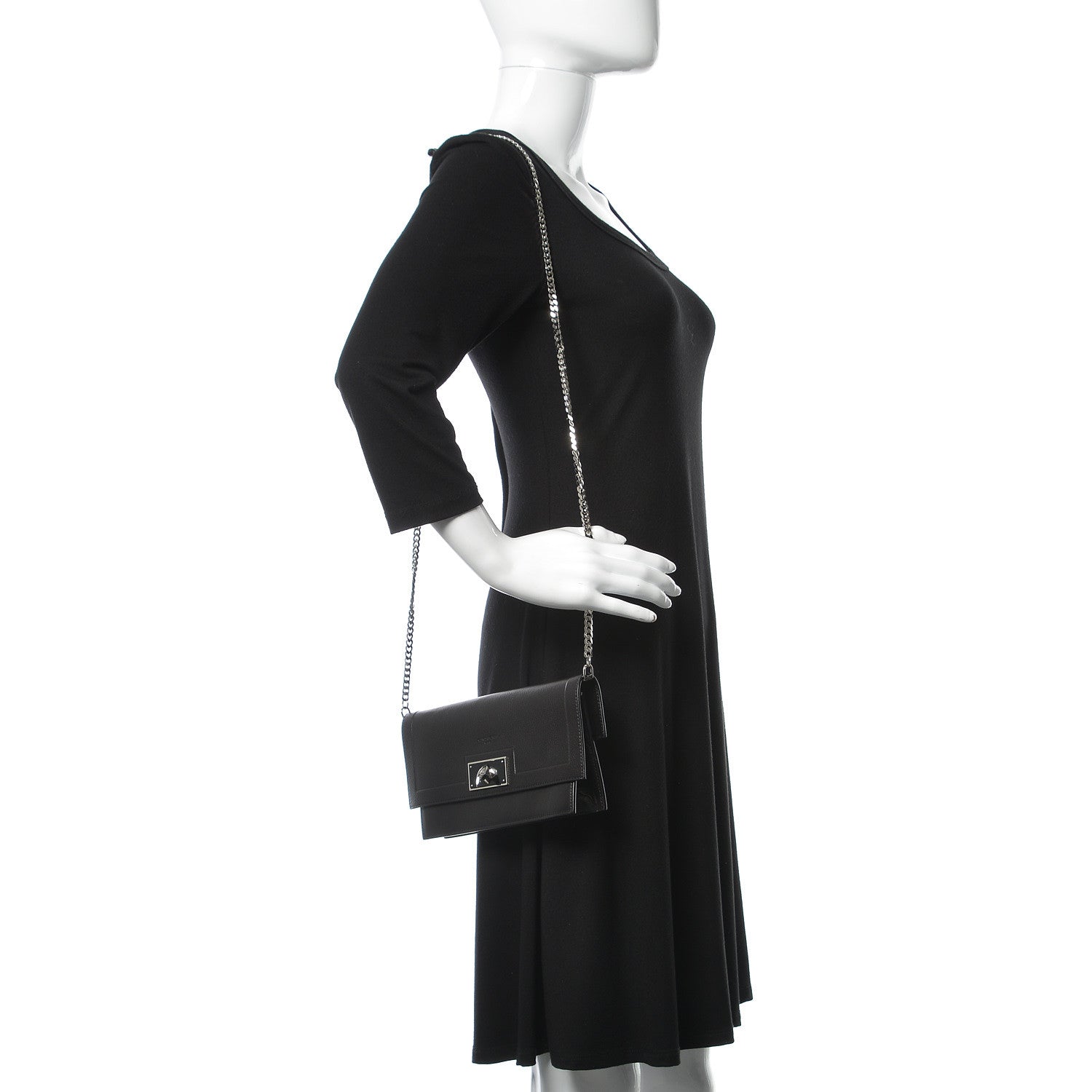 Givenchy Calfskin Shark Lock Chain Wallet Black 2 of 10