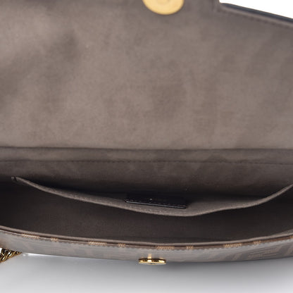 Fendi Vitello Grace Glazed Fabric FF 1974 Double F Shoulder Bag Black Mogano Panna 5 of 8