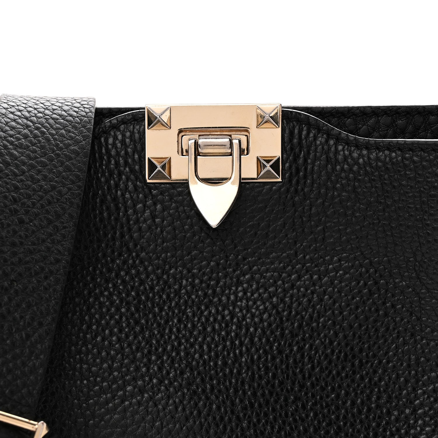 Valentino Garavani Pebbled Calfskin Mini Rockstud Flip-Lock Messenger Bag Black 7 of 13