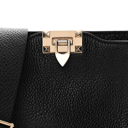 Valentino Garavani Pebbled Calfskin Mini Rockstud Flip-Lock Messenger Bag Black 7 of 13