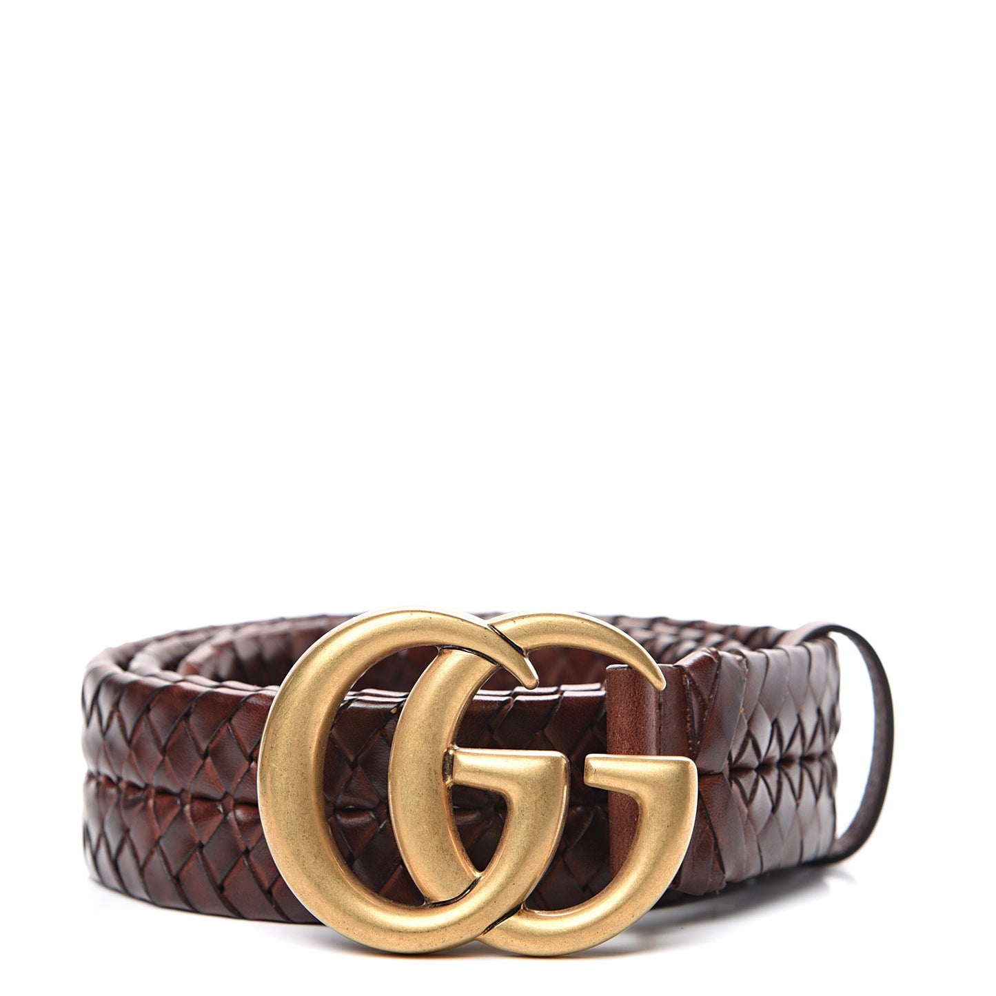 Calfskin Braided Double G 40mm Belt 85 34 Cuoio Bruciato