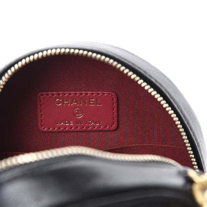 Chanel Shiny Goatskin Quilted 19 Round Clutch With Chain Black 8 of 11