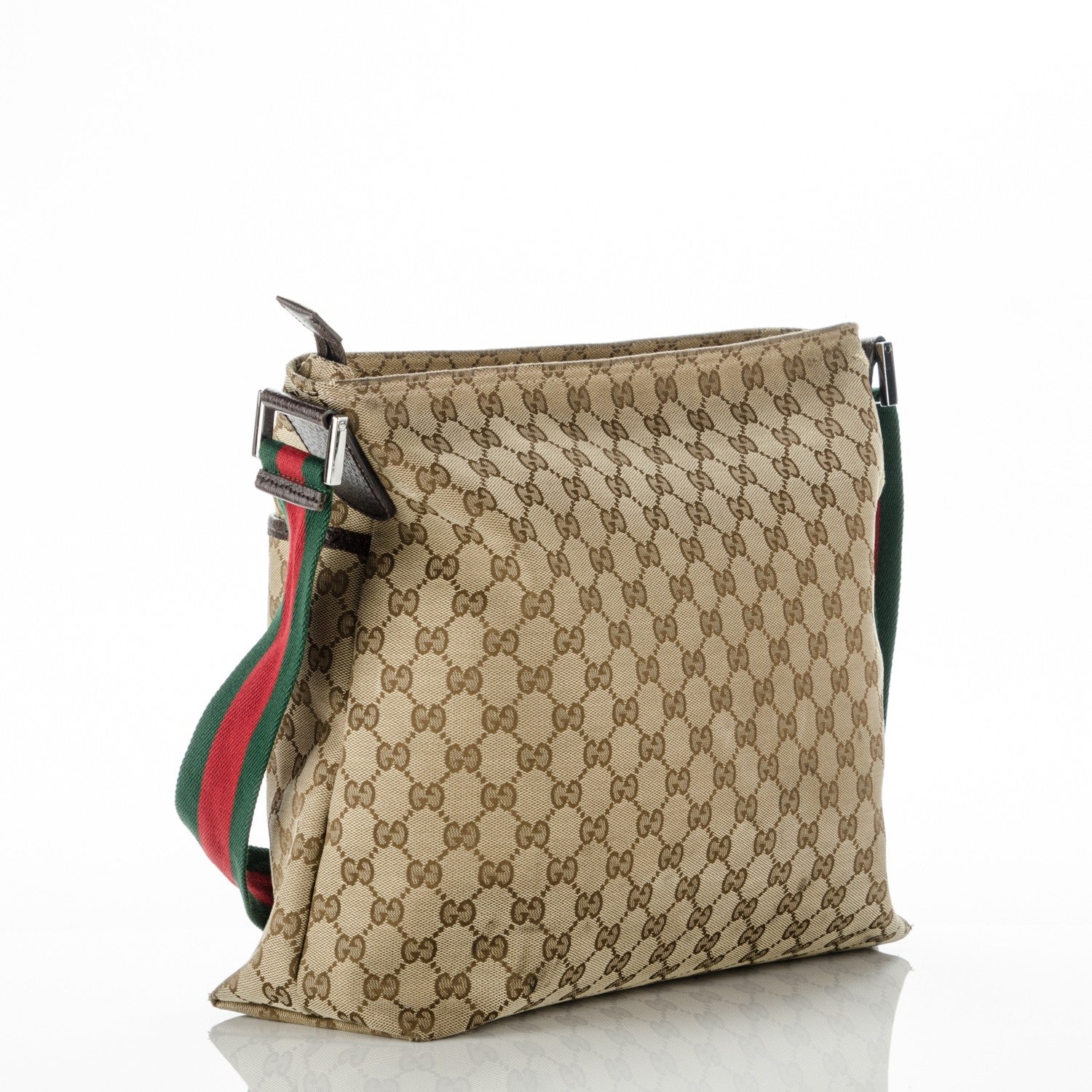 Gucci Monogram Web Medium Flat Messenger Bag Brown 3 of 12