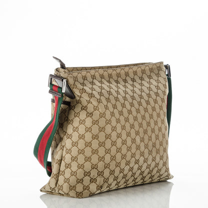 Gucci Monogram Web Medium Flat Messenger Bag Brown 3 of 12