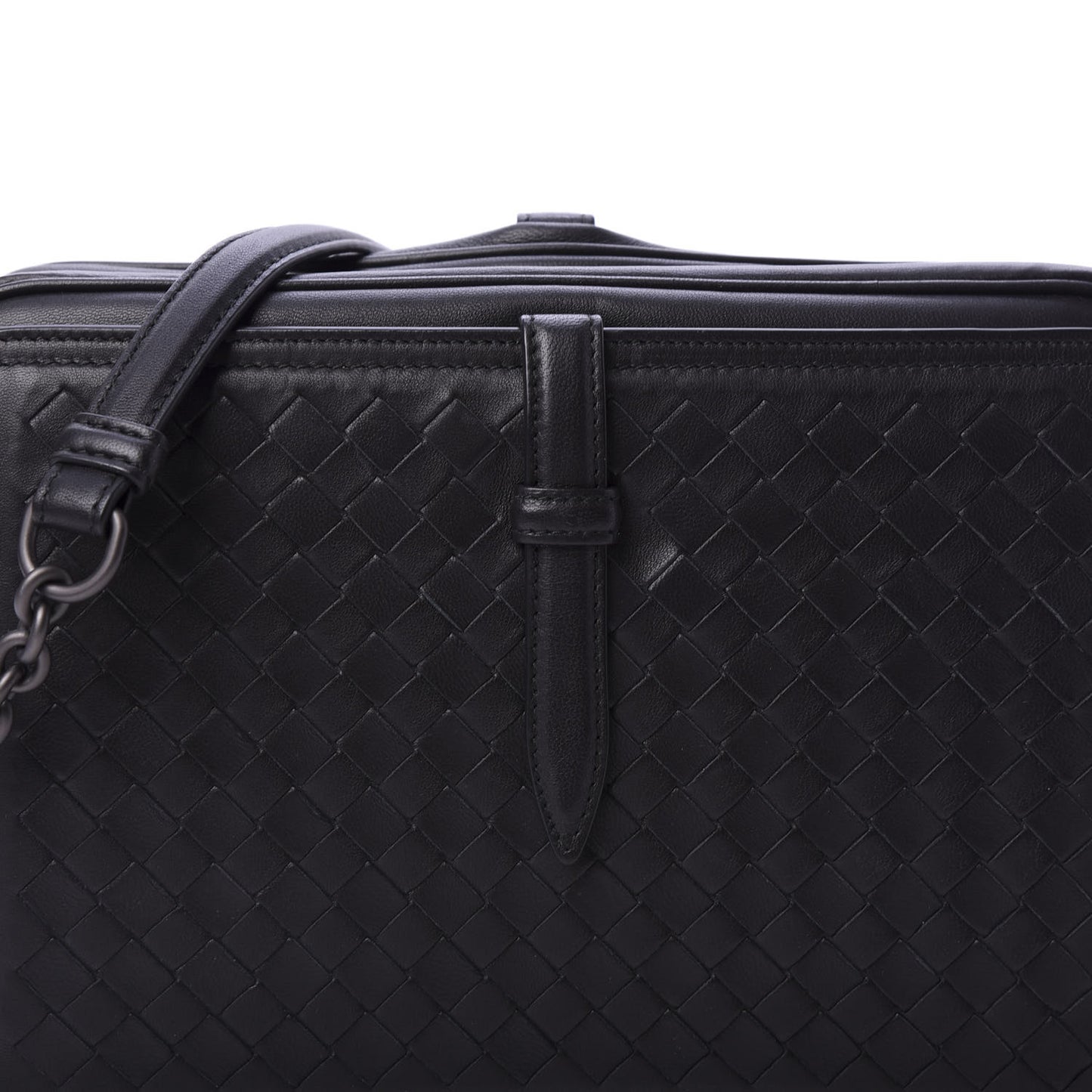 Nappa Intrecciato Medium Camera Shoulder Bag Black